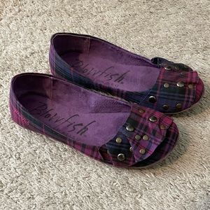 Blowfish Flats, Plaid w/ Ruffles & Nailhead Accents, Size 6.5
